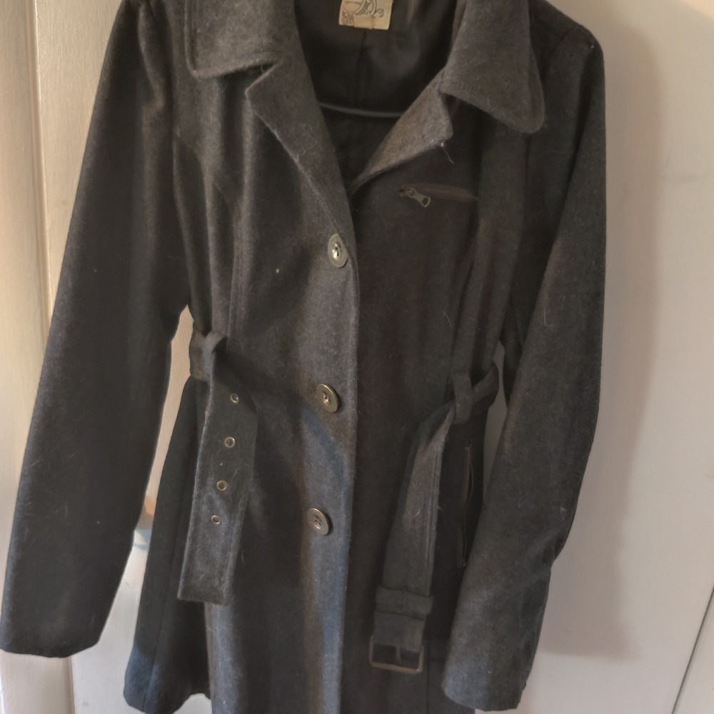 Grey pea coat with belt